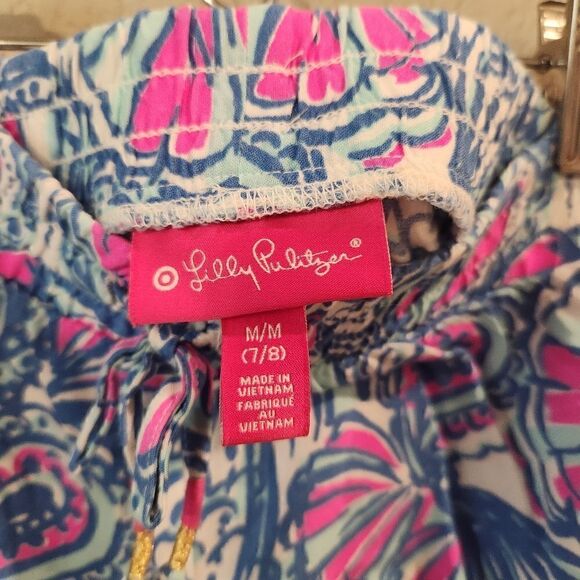 Girls Lilly Pulitzer for Target Shorts 7/8 Medium Blue Pink - Picture 4 of 4